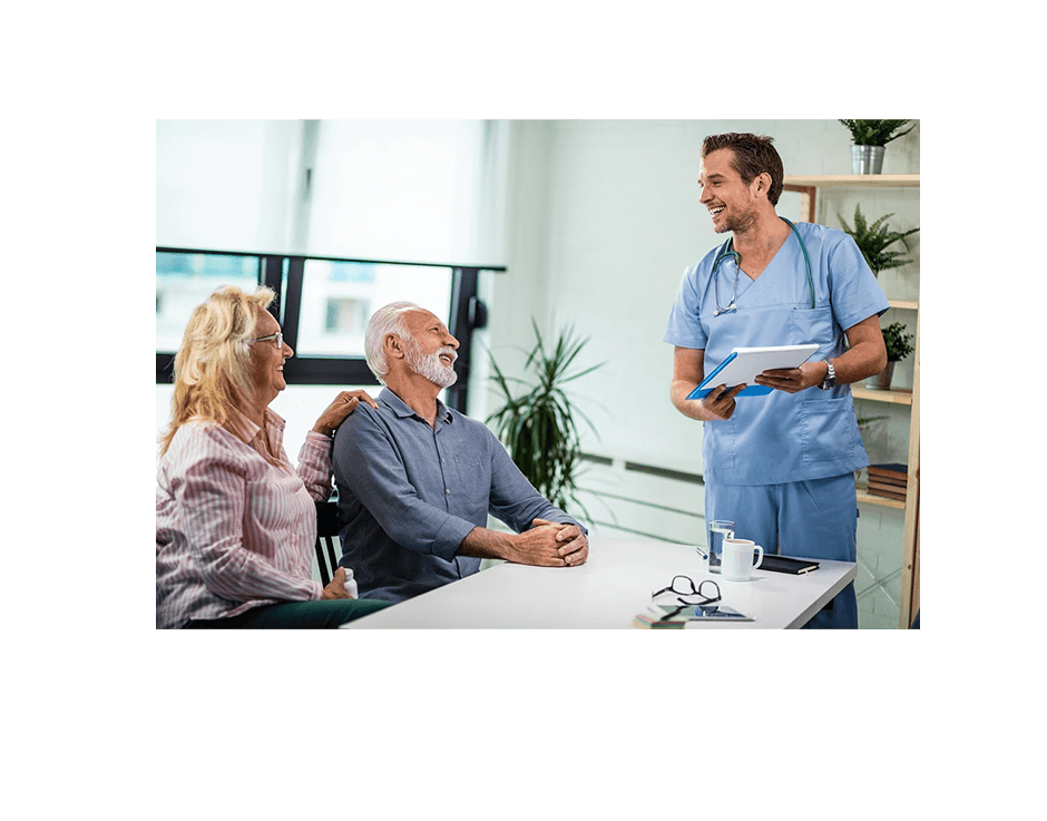Nurse meeting with patients